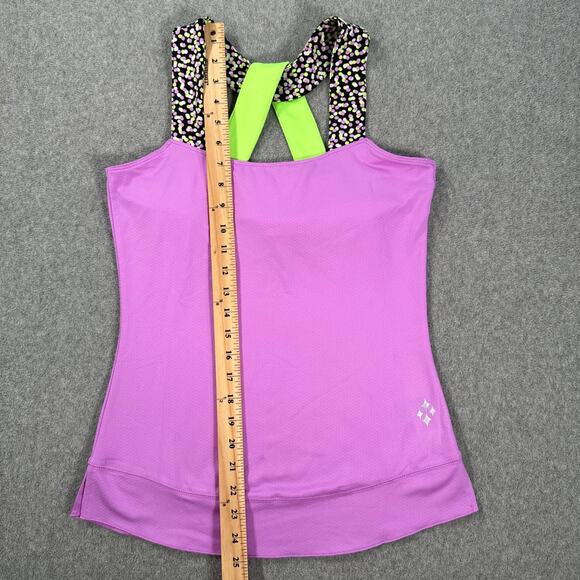 Jofit Wide Strap Crossover Back Active Top Women's Small Purple Green Shelf Bra - Picture 4 of 9